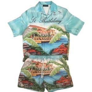 AMIRI St. Barthelemy Pajama Set - Aqua and Red